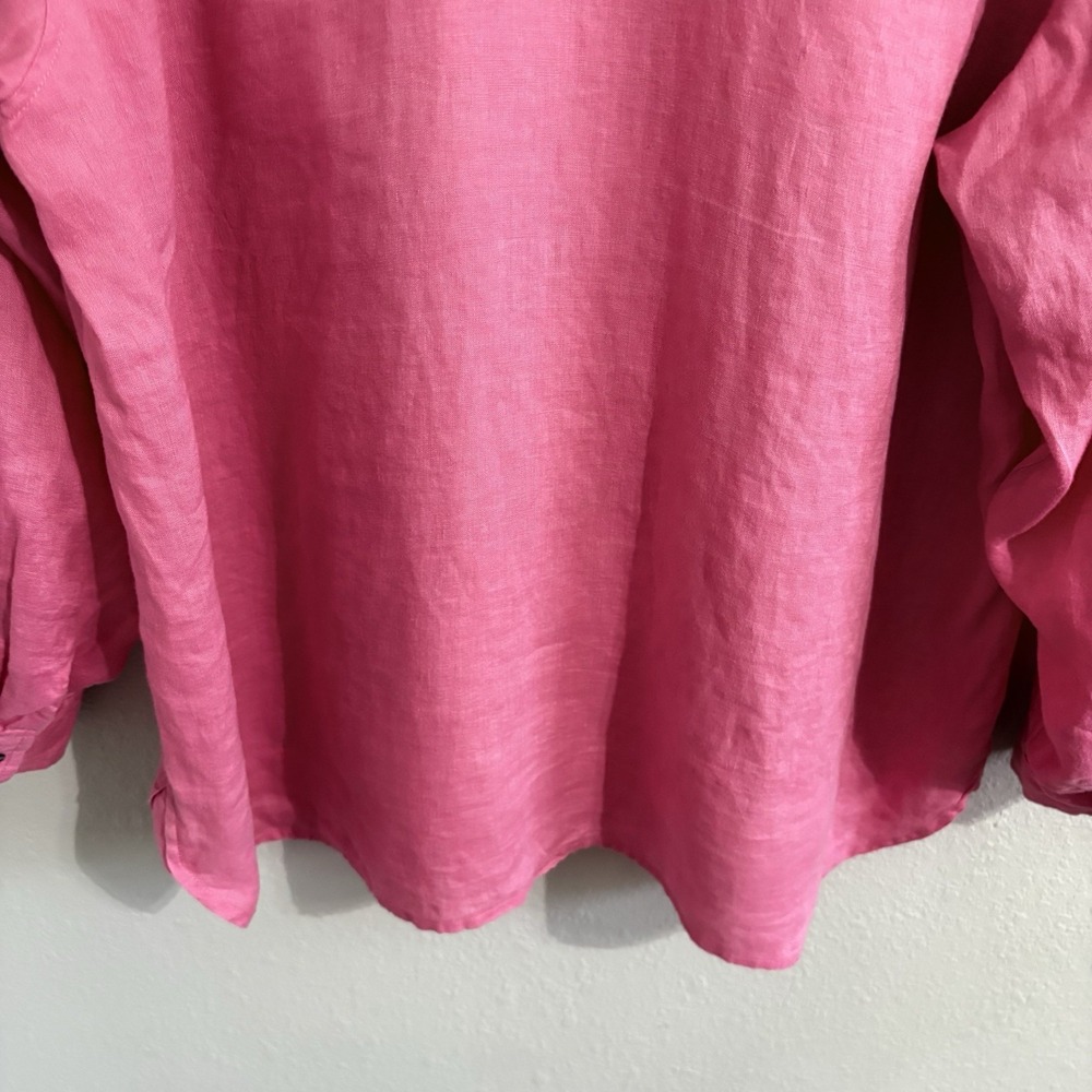 J Jill Love Linen Shirt Womens 2X Watermelon Pink Button Front Tunic Top Coastal - Picture 8 of 14